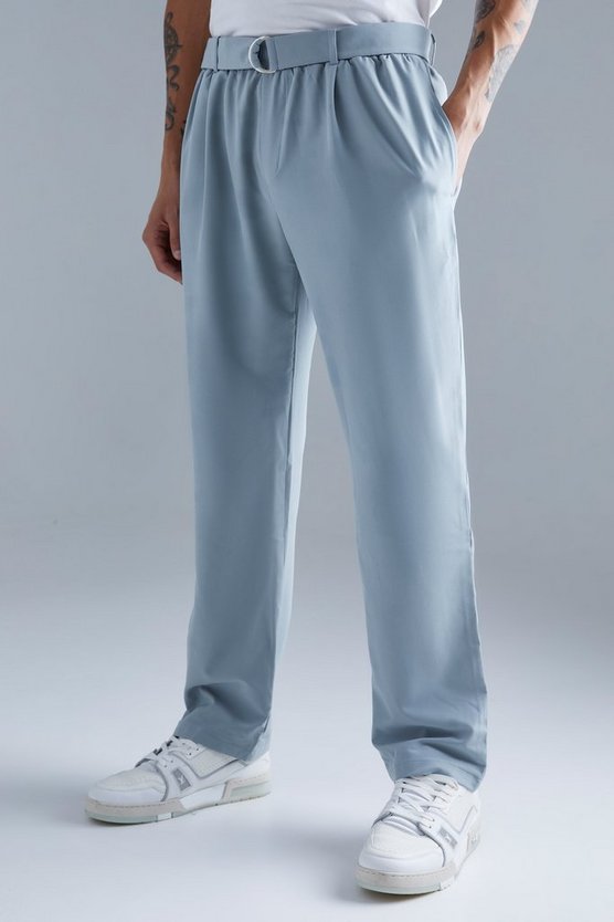 Elastische gerade Hose mit 4-Way Stretch und Gürtel