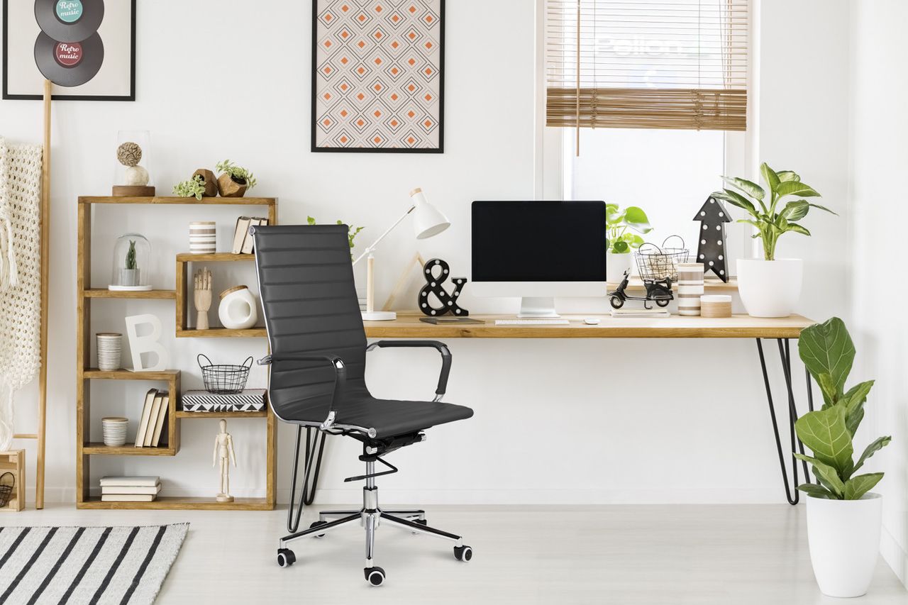 Lifa Living Bürostuhl Brisbane Dunkelgraues PU-Leder