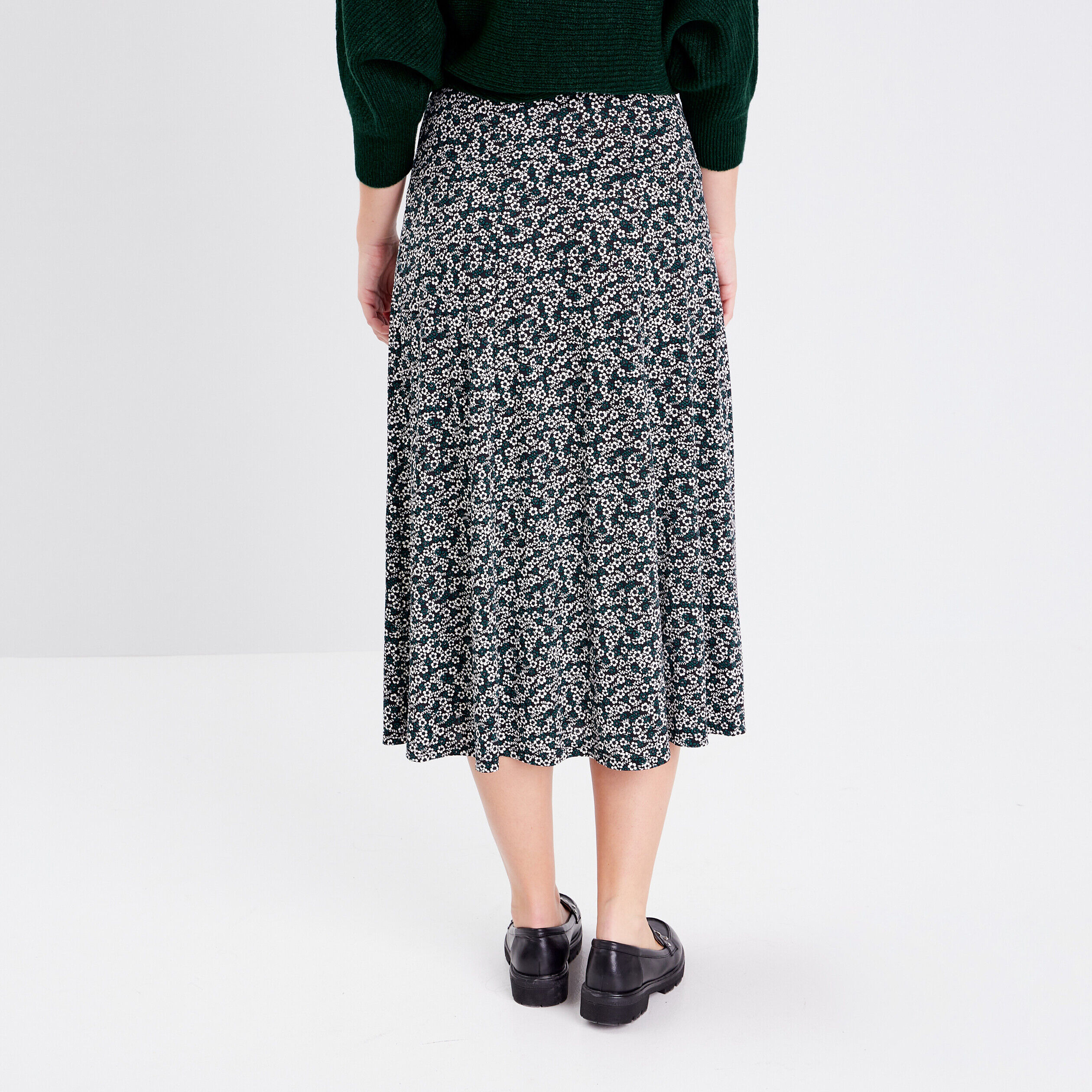 Jupe midi évasée noir femme | Cache Cache