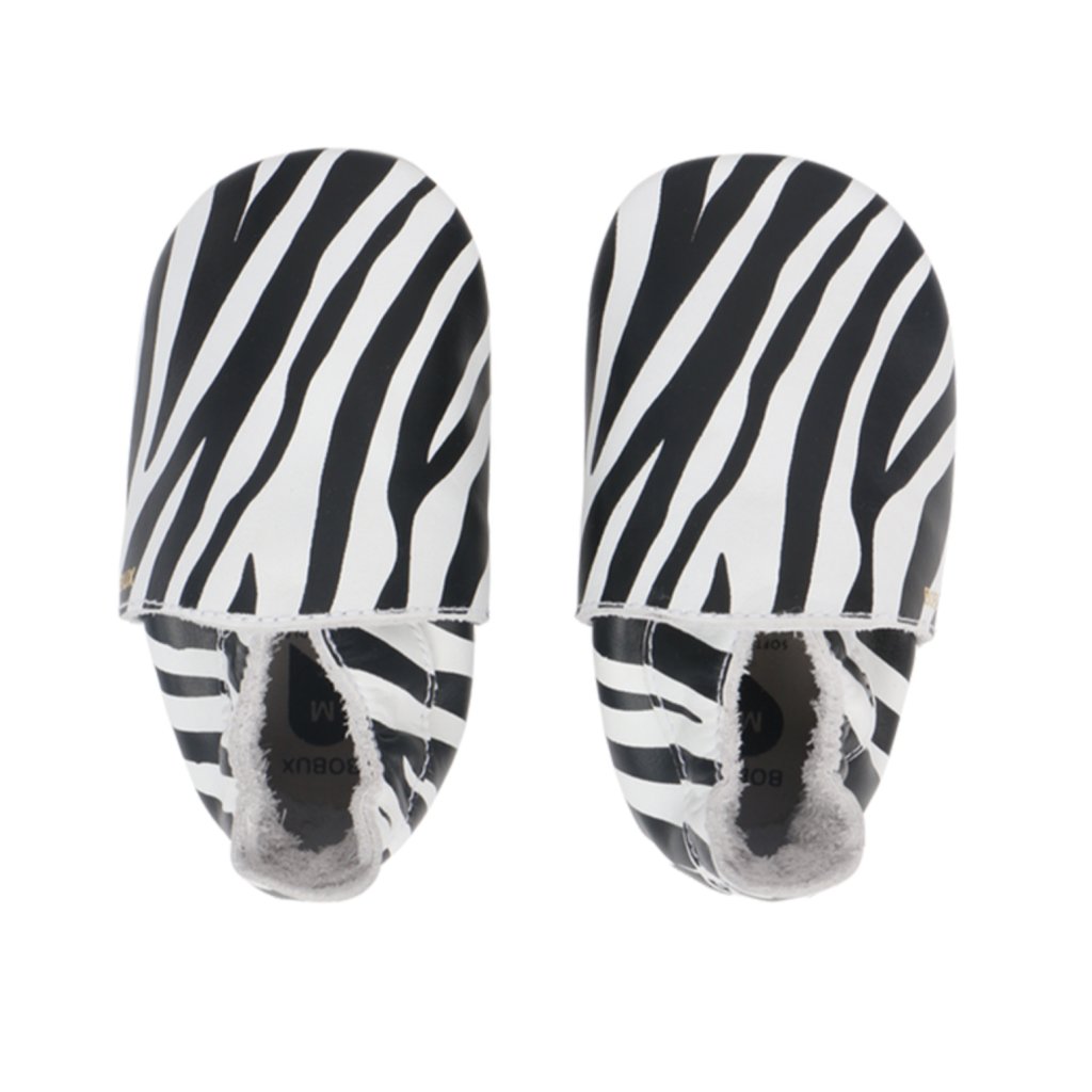 Bobux Zebra Print White (Soft Sole) Krabbelschuhe
