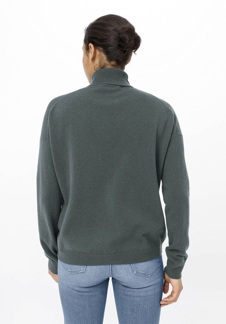 Rollkragenpullover aus Bio-Schurwolle mit Kaschmir