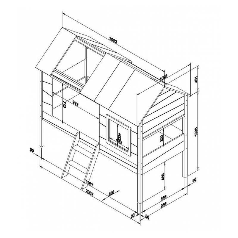 Lit cabane 90x200cm Charlotte