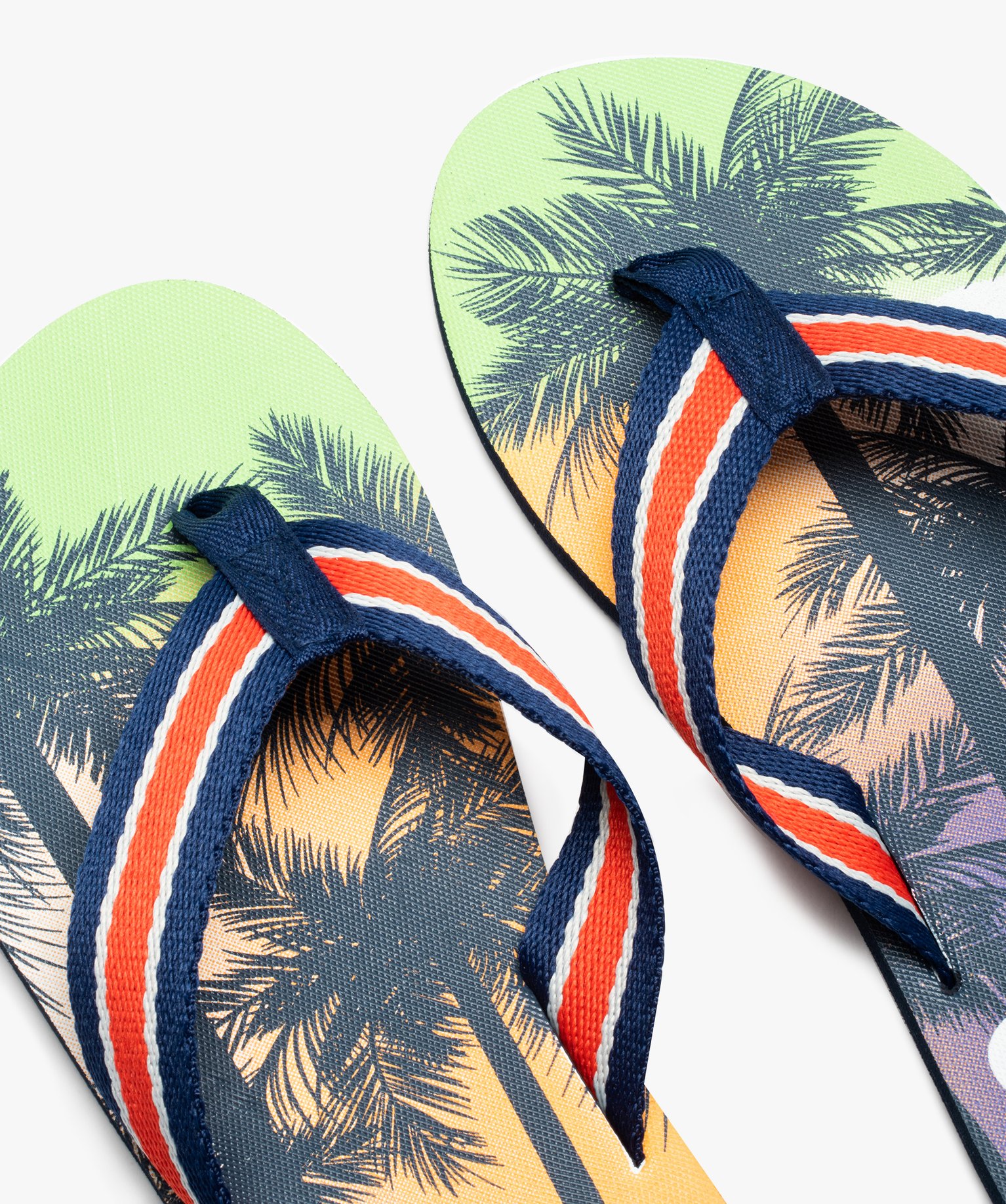 Tongs homme à motif tropical et brides en toile multicolore | GEMO