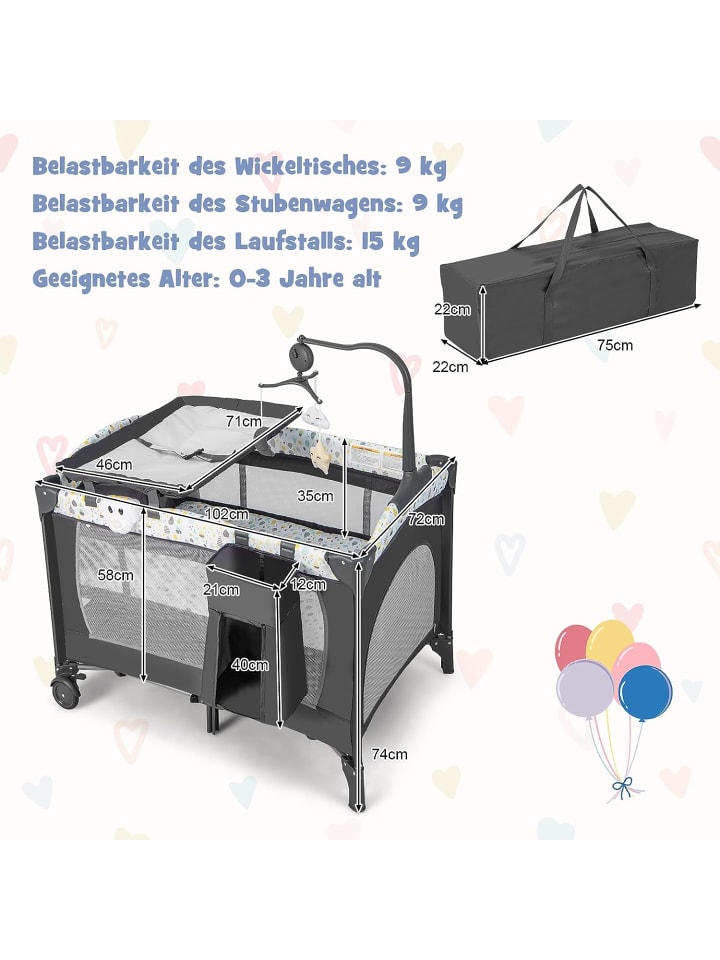 COSTWAY 4 in 1 Beistellbett in Beige günstig kaufen 102 cm