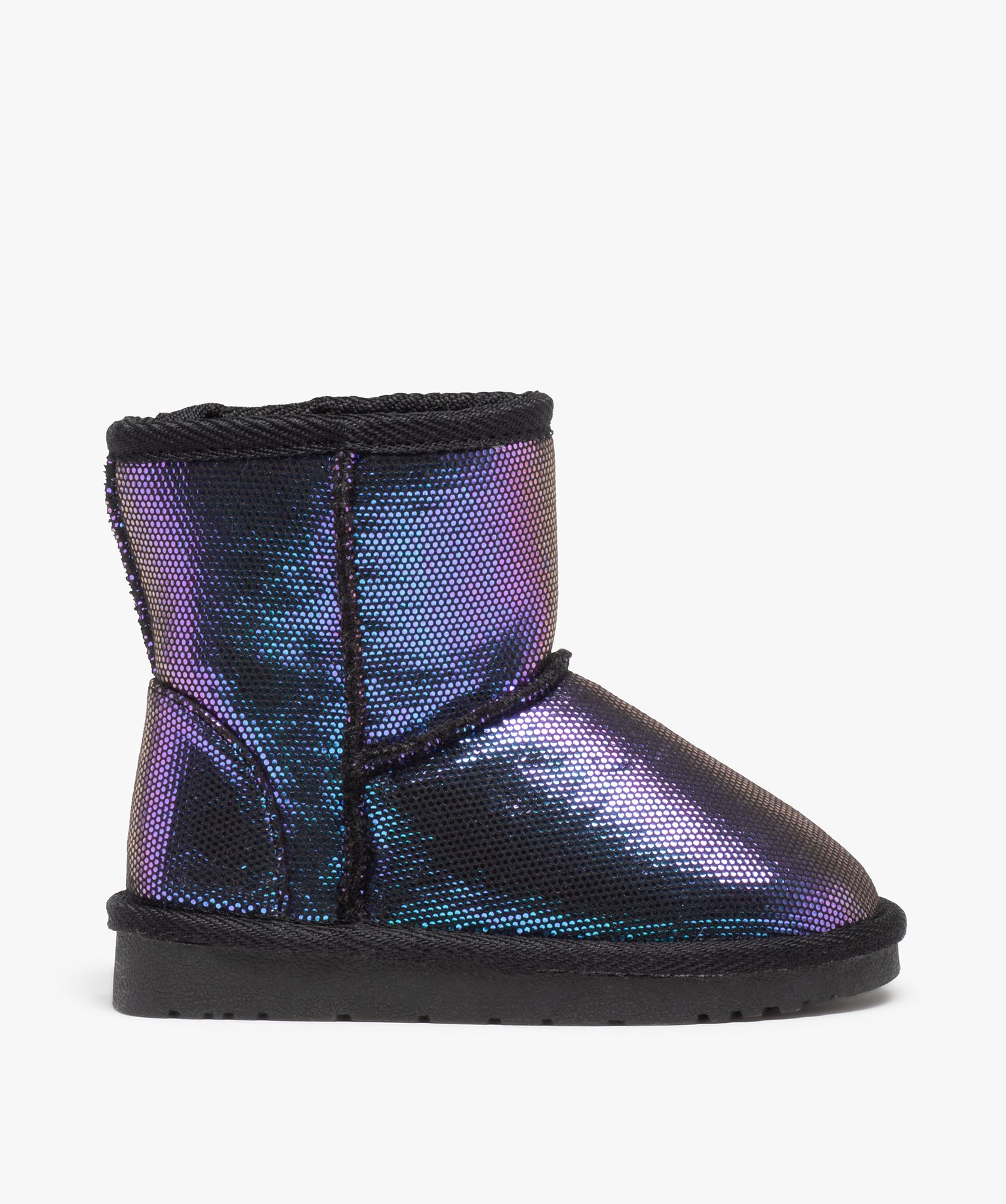 Boots fourrées fille en suédine brillante et irisée violet | GEMO