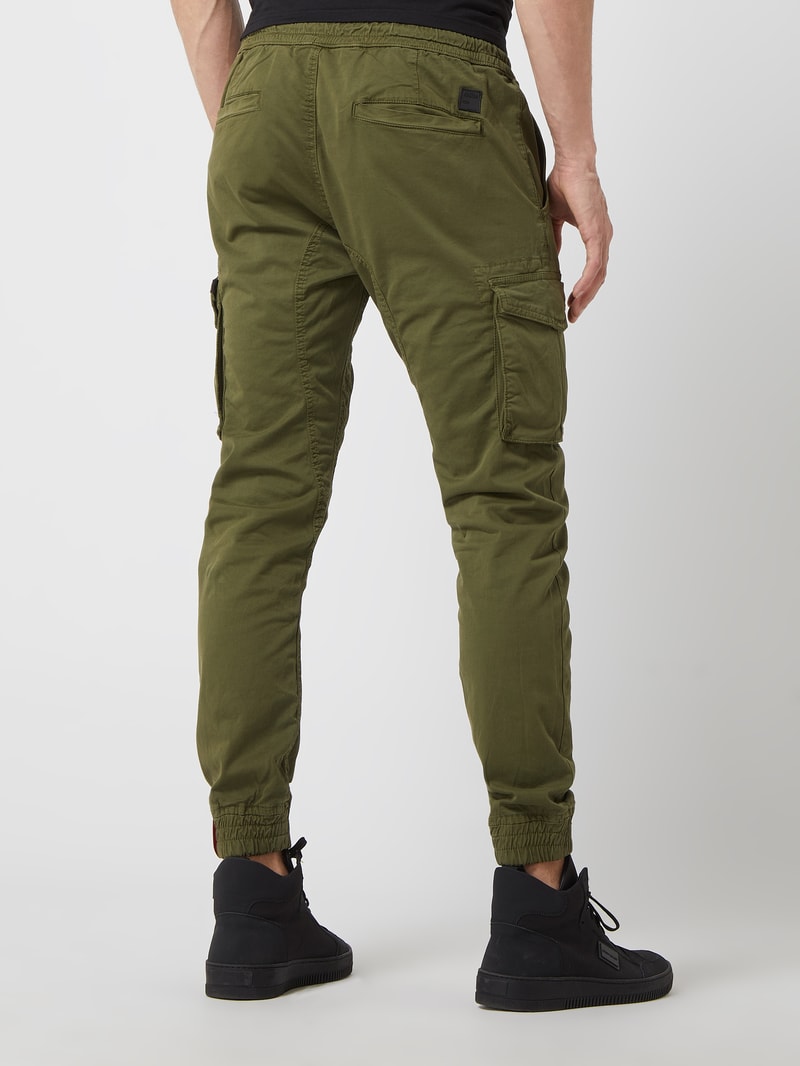 Cargohose mit Label-Details Modell 'Twill' in olivgrün