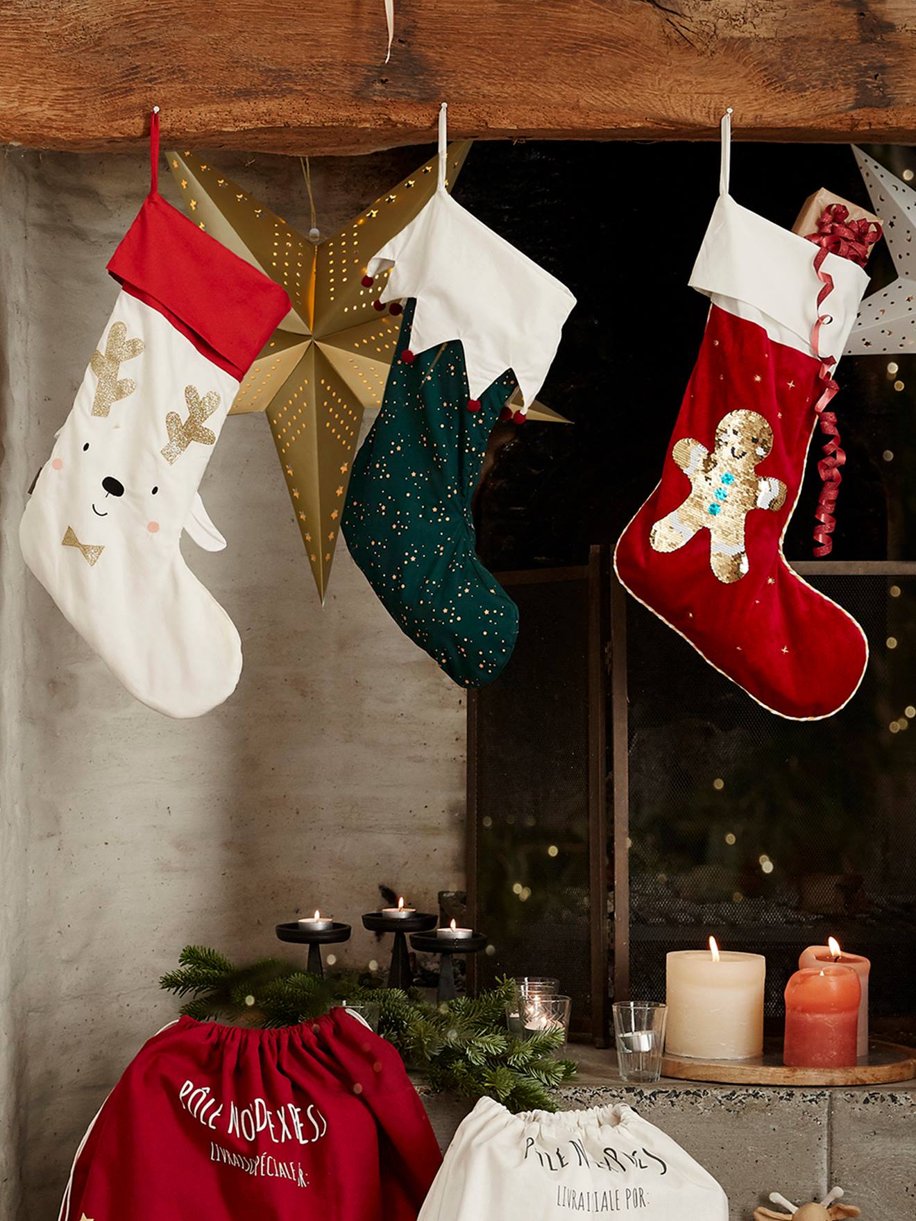 Chaussette de Noël à sequins réversibles Mr Biscuit rouge