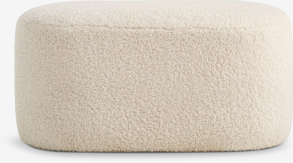 Puf OREBO 84x45 em tecido macio e branco-creme