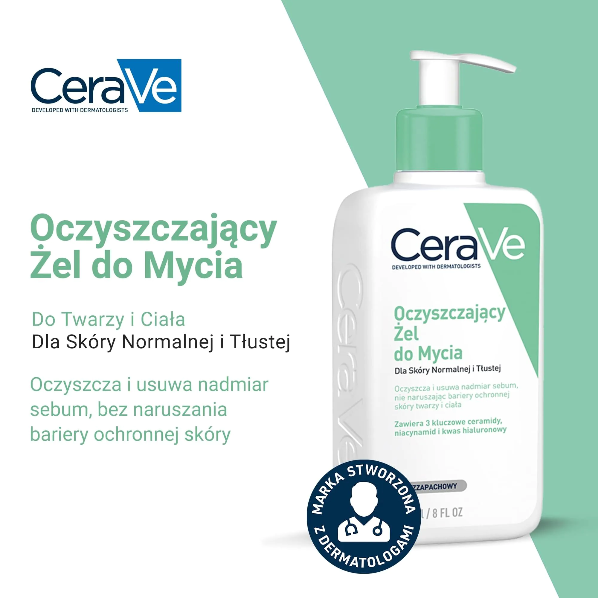 CeraVe valomasis gelis normaliai ir riebiai odai 236 ml