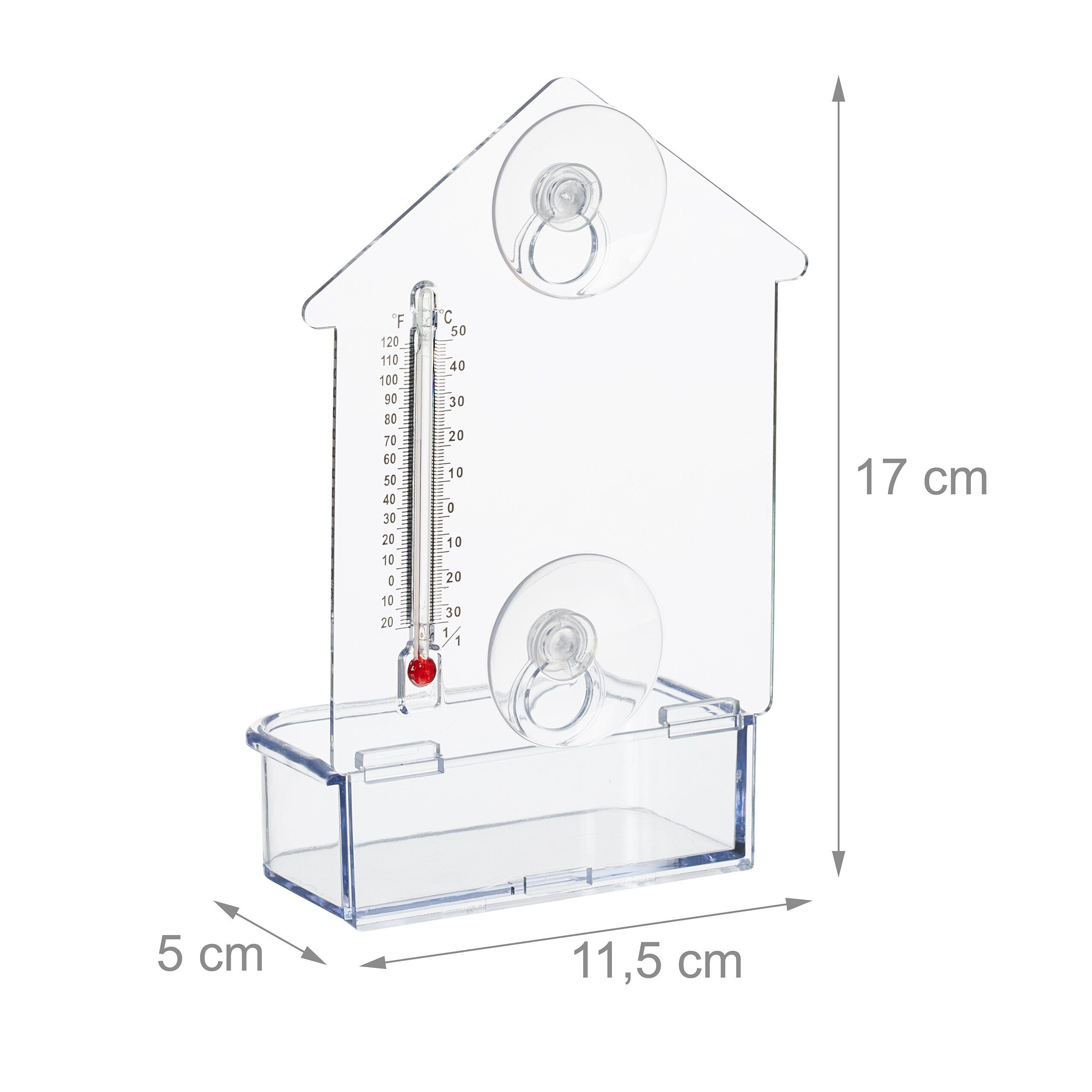 relaxdays Vogelhaus Fenster-Vogelfutterhaus mit Thermometer