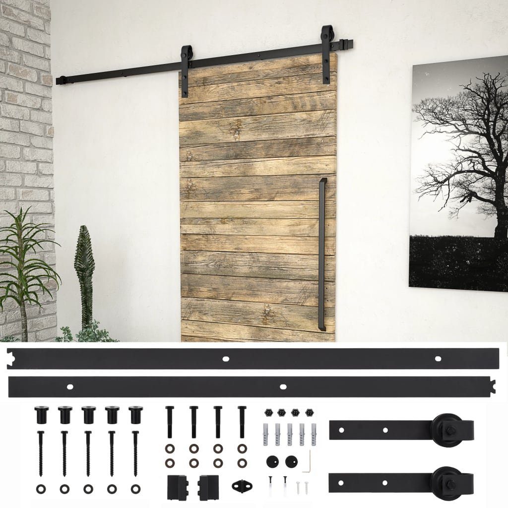 vidaXL Schiebetür Schiebetürbeschlag-Set SKIEN 200 cm Stahl Schwarz (1-St)