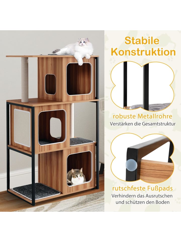 COSTWAY 2 in 1 Kratzbaum Katzenhaus in Hellbraun günstig kaufen onesize