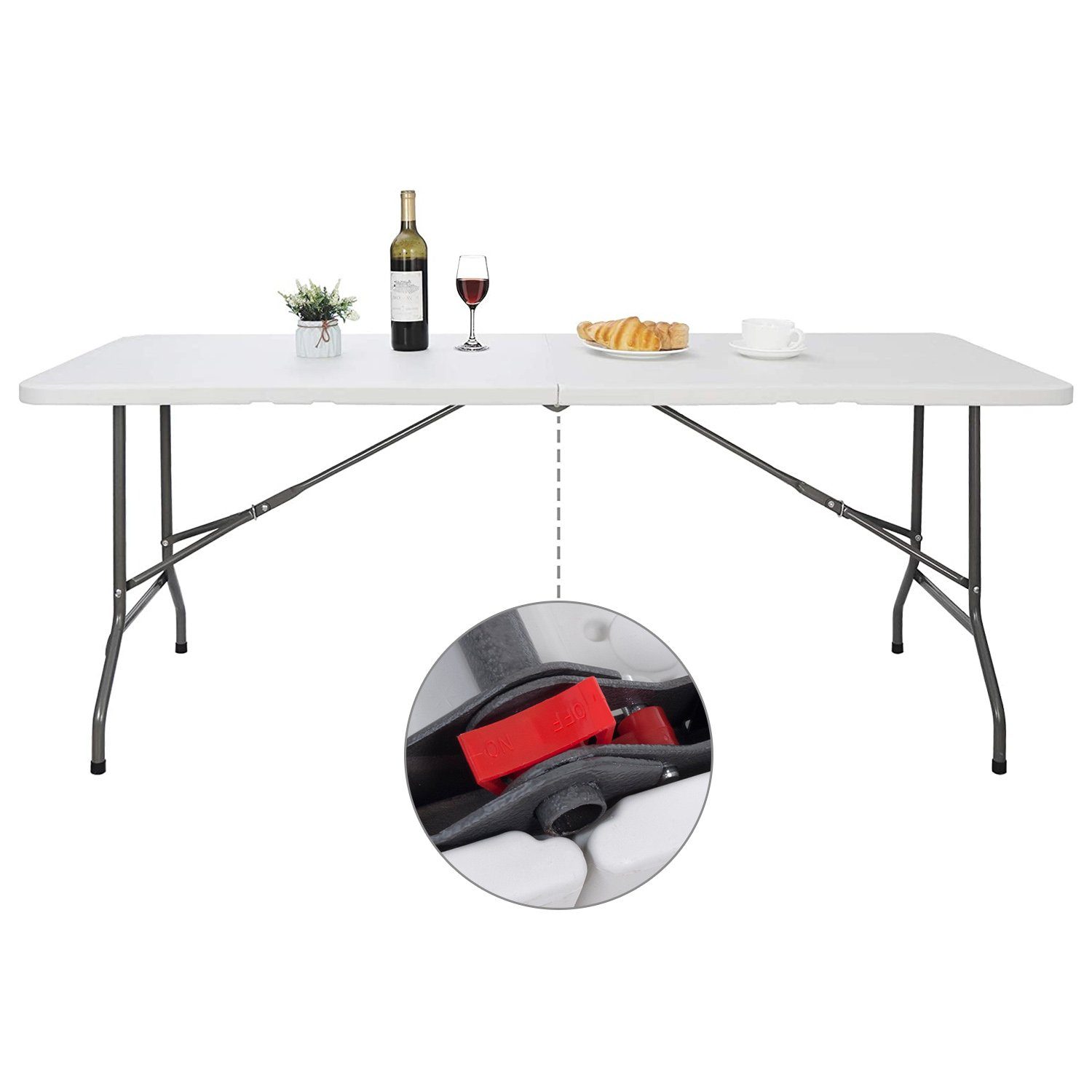 GreenBlue Klapptisch GB370, Falttisch Tisch Gartentisch Buffettisch mit Traggriff 180x74x74cm