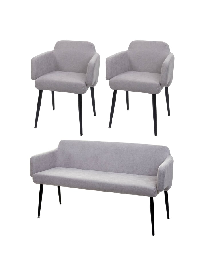 MCW Esszimmer-Set L13 2er-Set Stuhl Sitzbank, Grau günstig kaufen onesize