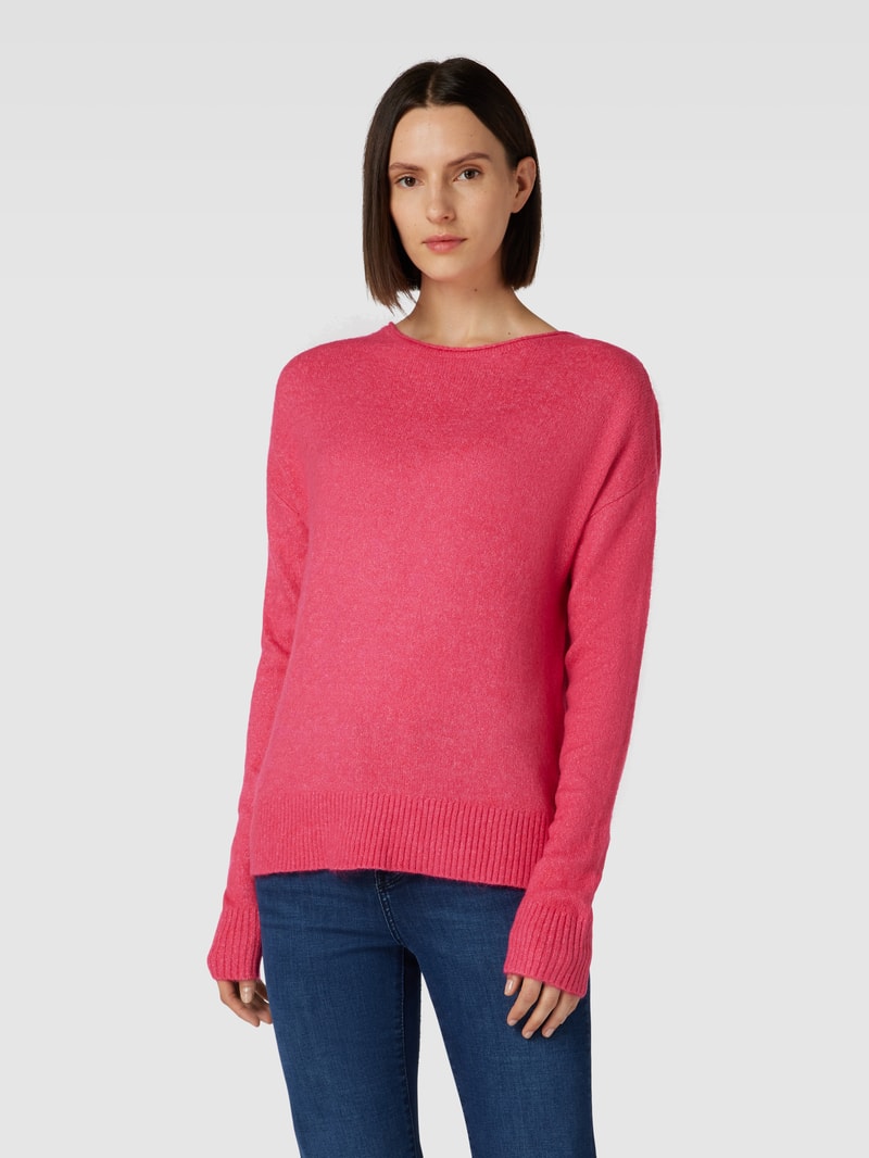 Strickpullover in melierter Optik in fuchsia meliert