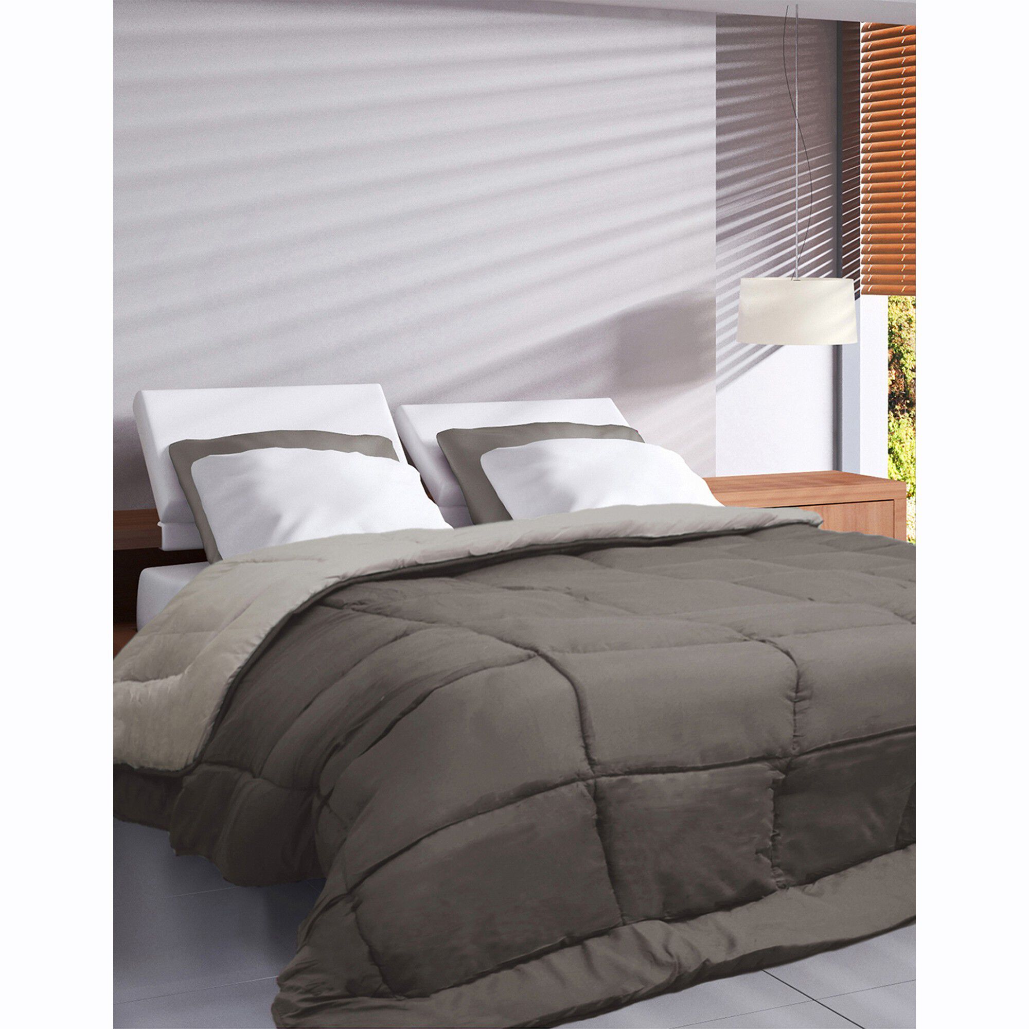 Couette unie douceur microfibre réversible 400g/m²
