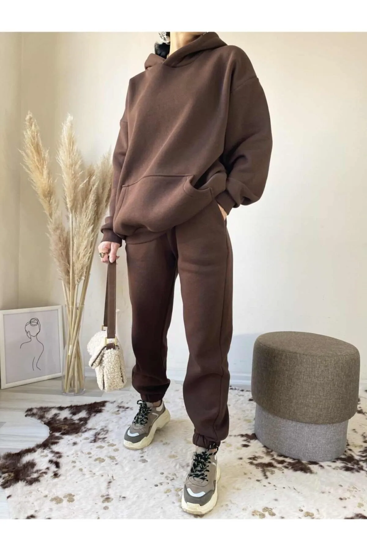 AFROGİYİM  Trainingsanzug - Braun - Relaxed Fit