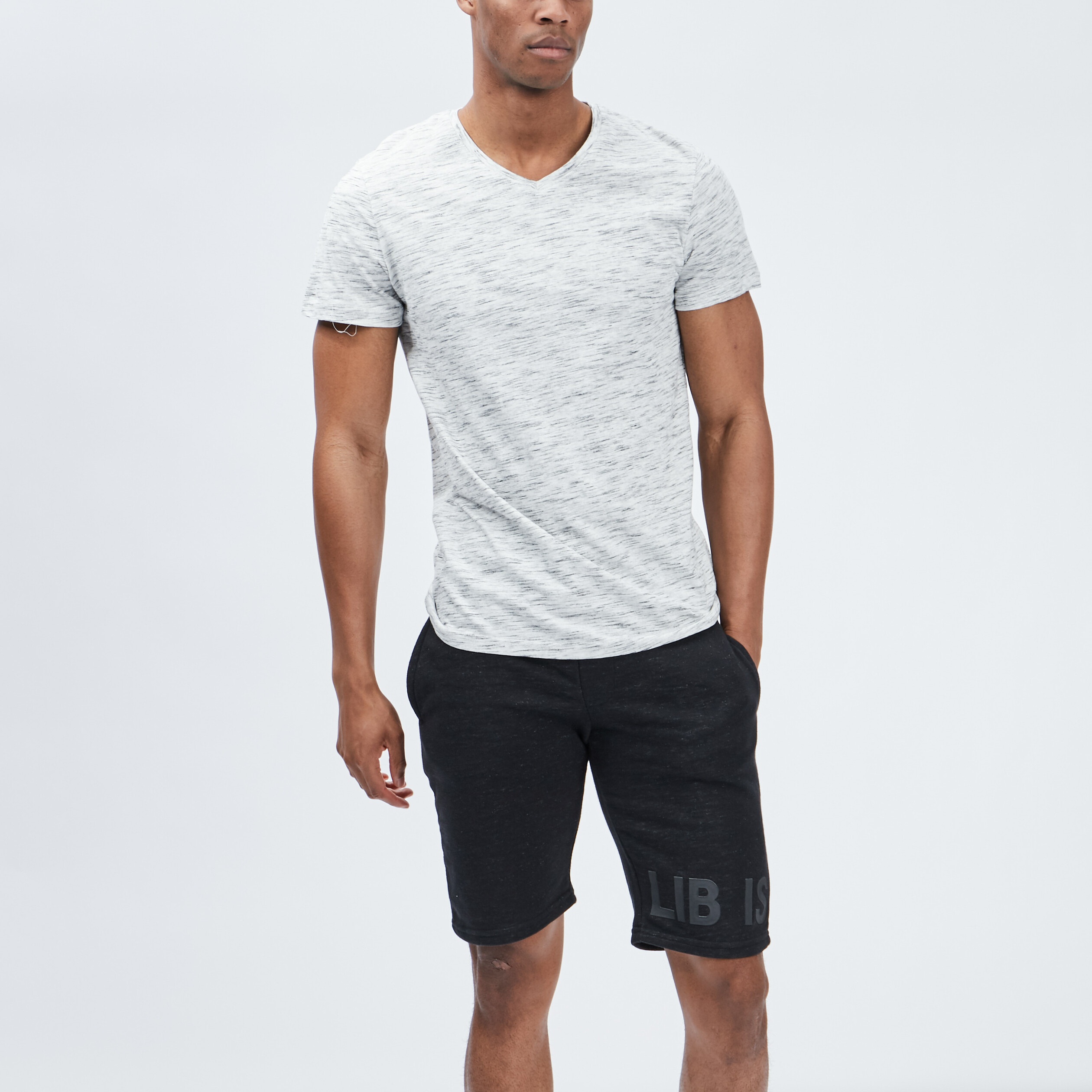 T-shirt manches courtes chiné ecru homme | La Halle