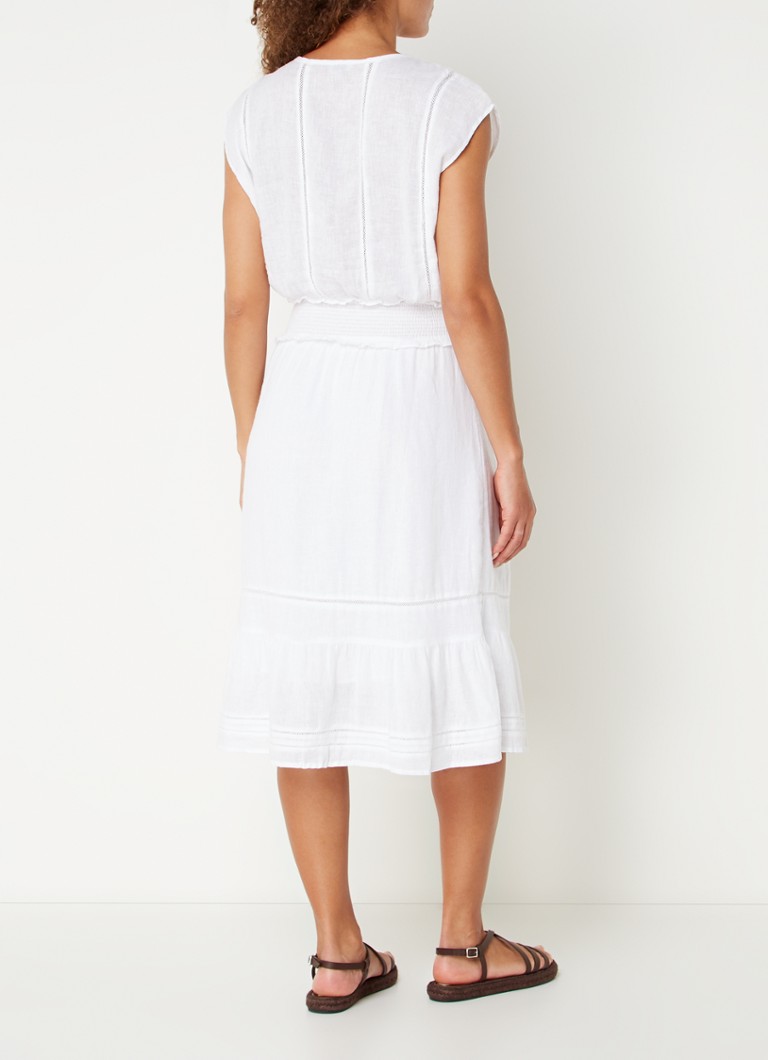 Vestido túnica midi de mezcla de lino Rails Ashlyn con cuello de lazo