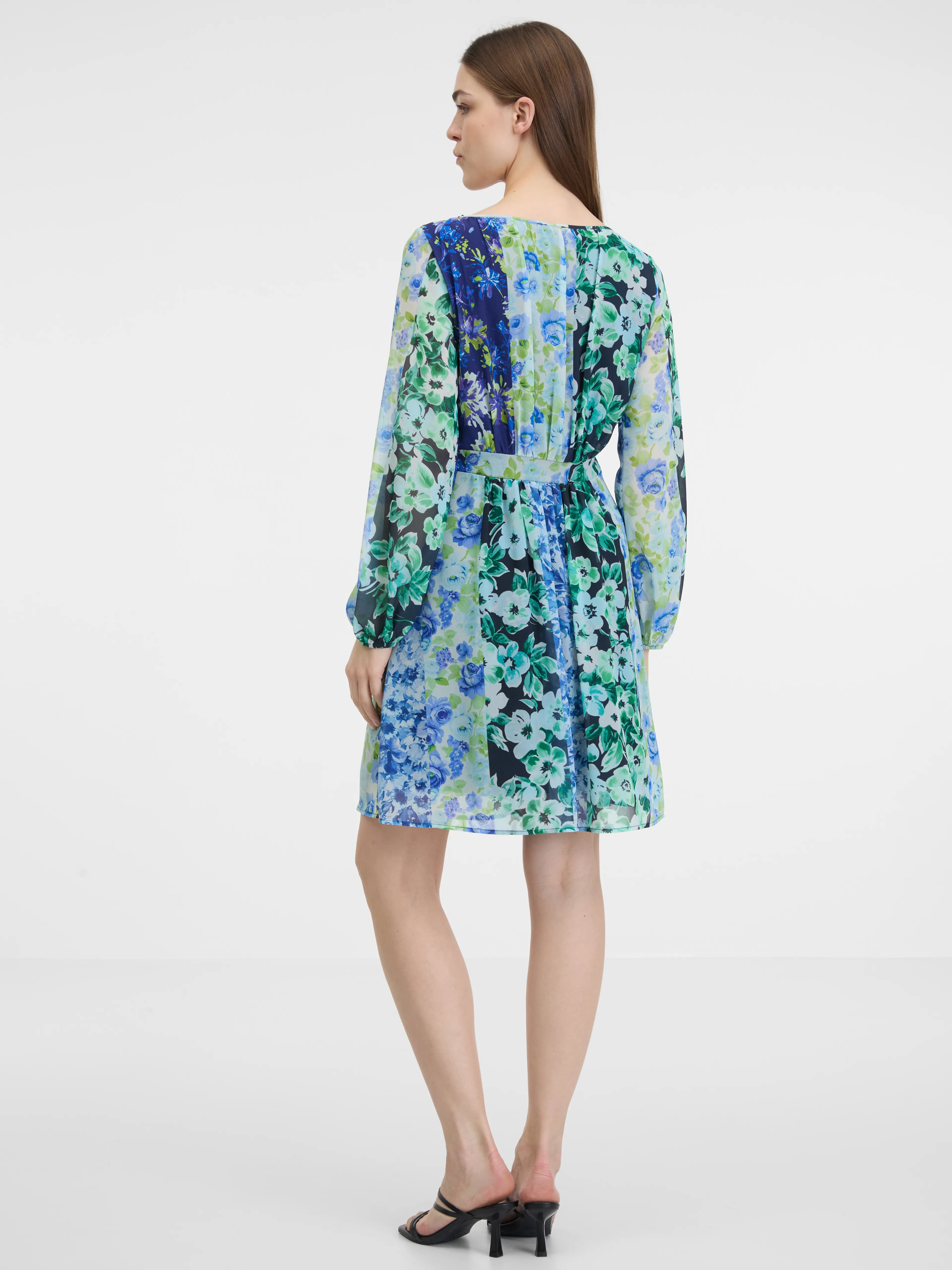 Blaues geblümtes Damenkleid ORSAY