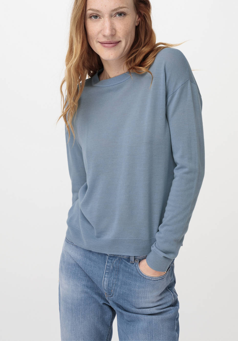 Rundhals-Pullover aus reiner Bio-Merinowolle