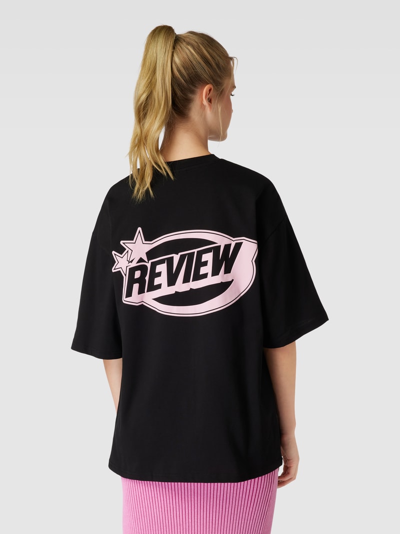 Oversized T-Shirt mit Label-Print in schwarz