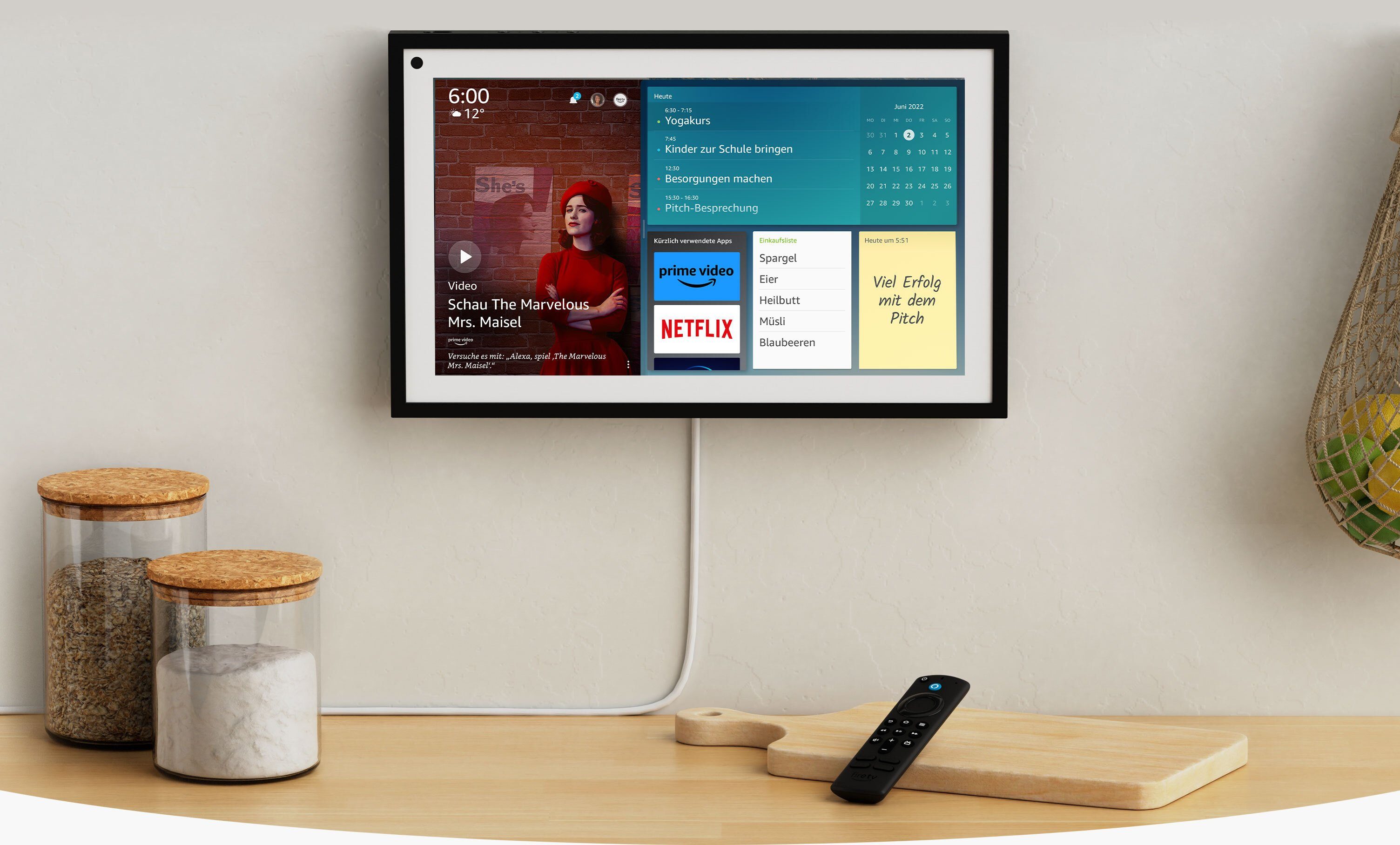Amazon Echo Show 15 + Fernbedienung, Alexa Fire TV intergriert Wandmontage Sprachgesteuerter Lautsprecher (WLAN (WiFi), Bluetooth, Wi-Fi 6, Smart Display, Bluetooth, WLAN, Full HD, 1920 x 1080)