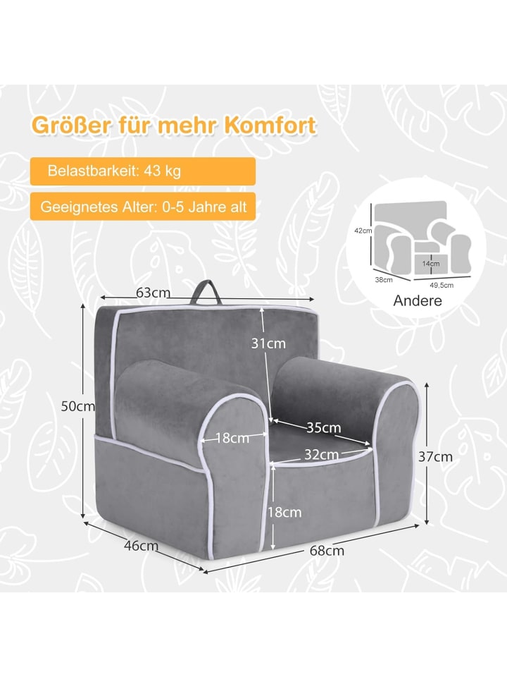 COSTWAY Sessel unter 5 Jahren in Grau günstig kaufen 50 cm