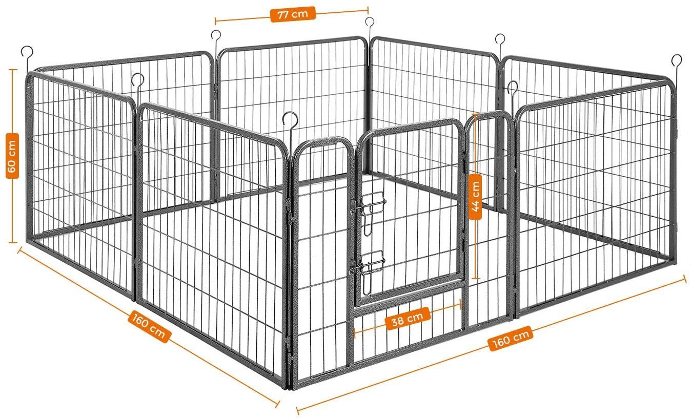 FEANDREA Hundekäfig, L/XL/XXL Welpenauslauf, 8 Platten DIY, Doppel-L-Schloss