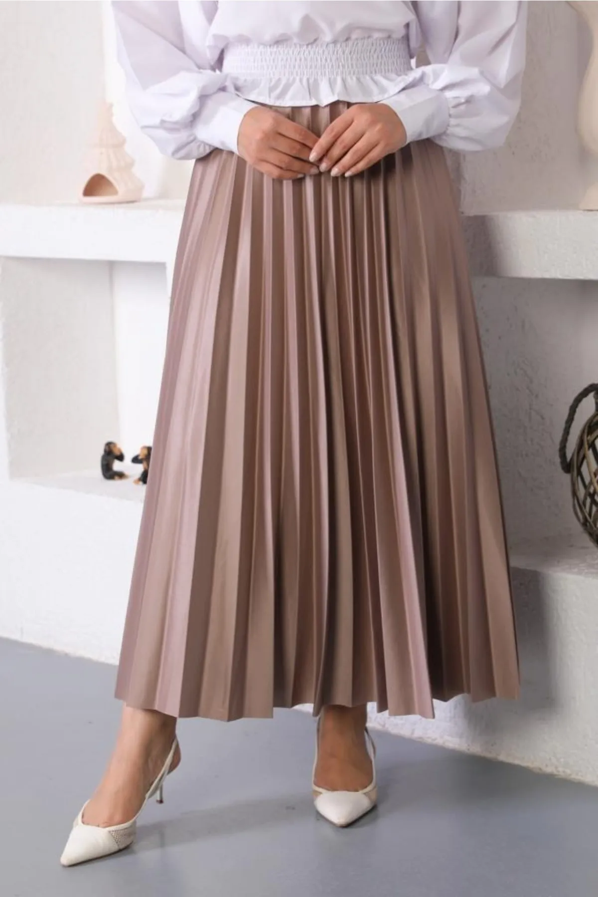 benguen  4538 Hijab-Faltenrock Nerz