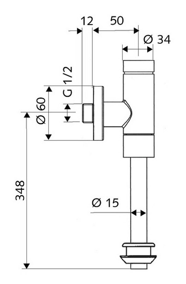 Schell Urinal-Druckspüler Schellomat Basic, Aufputz mit integrierter Vorabsperrung Chrom