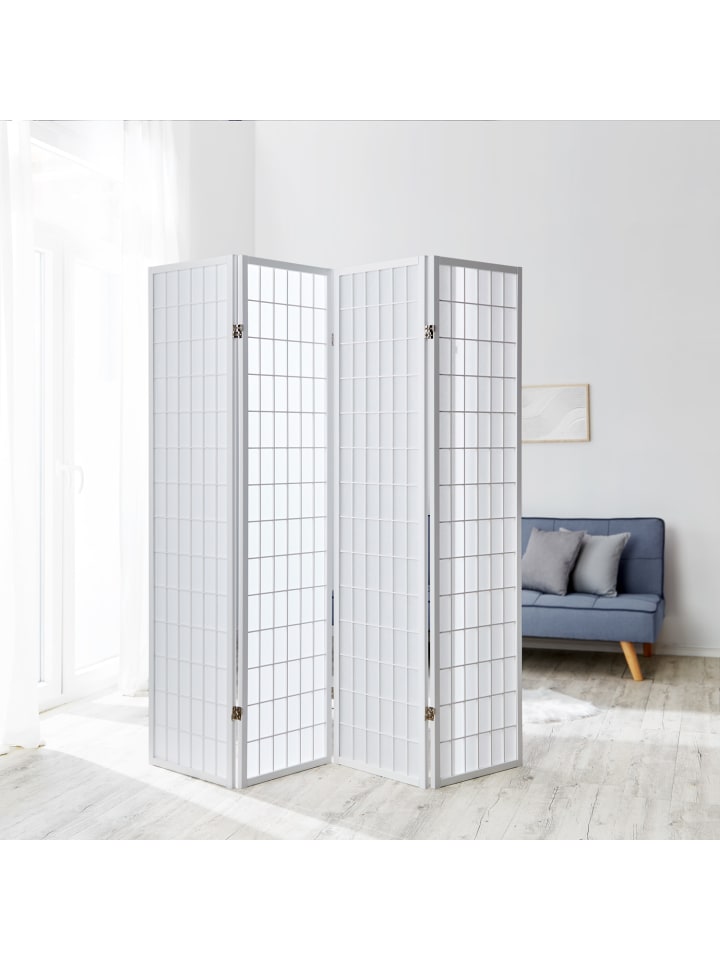 Homestyle4u 4-tlg. Paravent in Weiß 176x175 günstig kaufen onesize