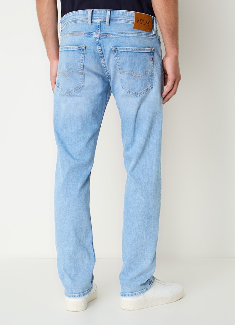 Calça jeans Replay Grover de corte reto com lavagem clara