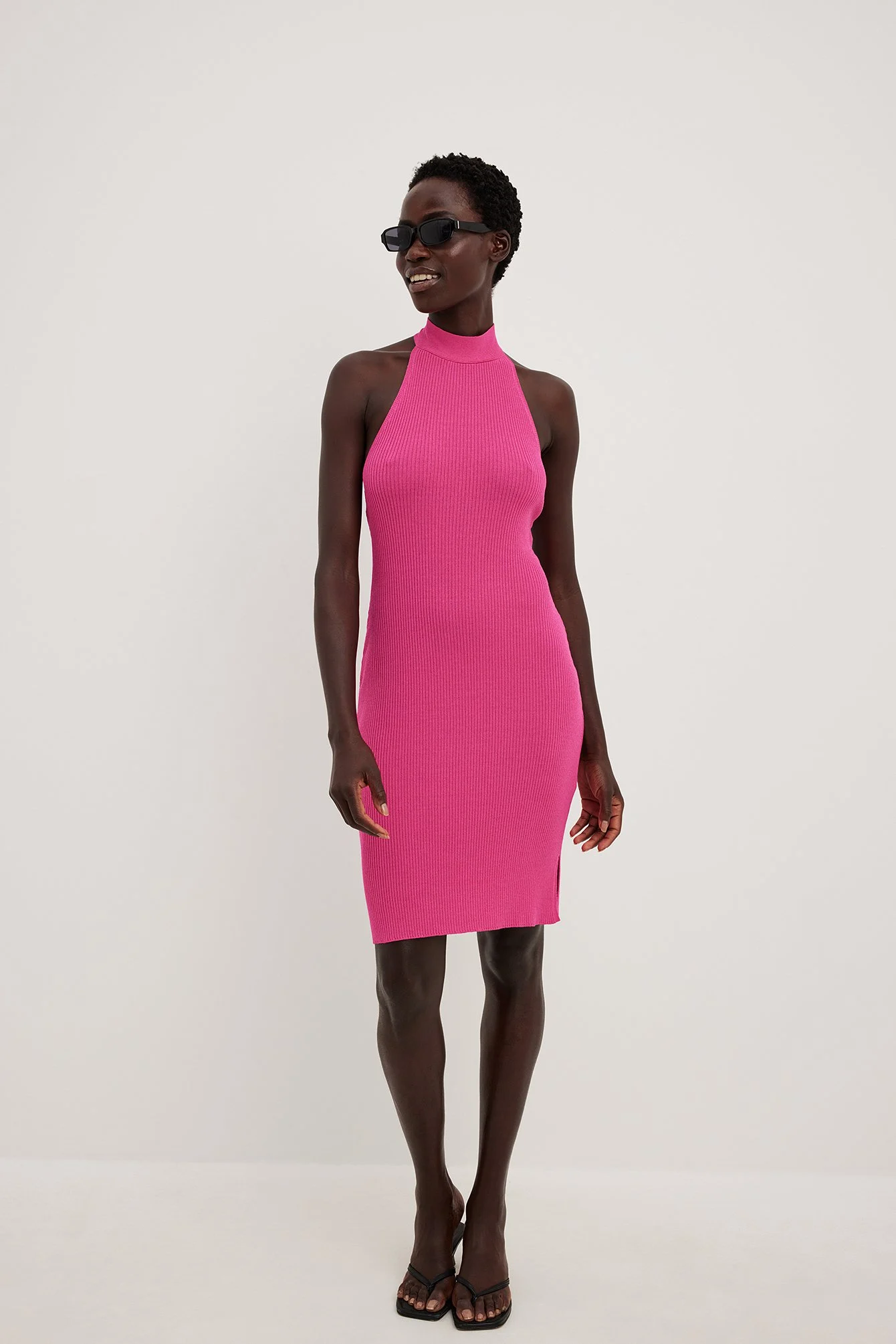 Strick-Minikleid mit Schleife