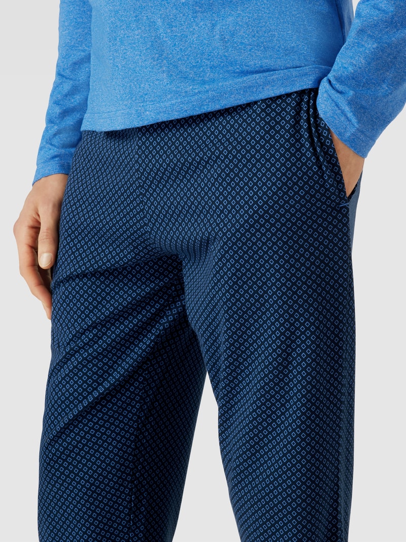 Pyjama-Hose mit Allover-Muster in dunkelblau