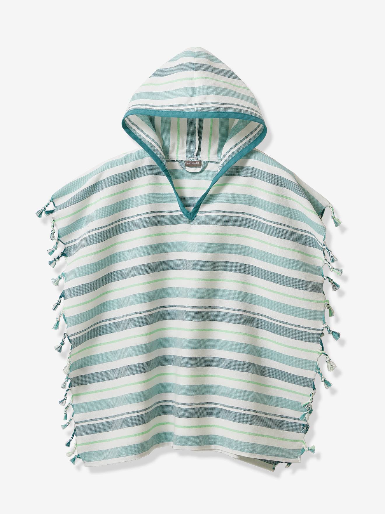 Vertbaudet Kinder Badeponcho, personalisierbar - blau gestreift