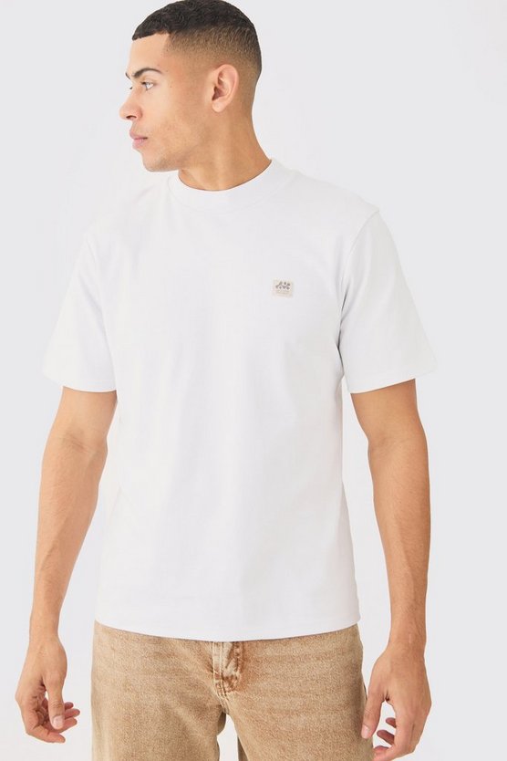 T-Shirt mit Kettennaht und Palmen-Print