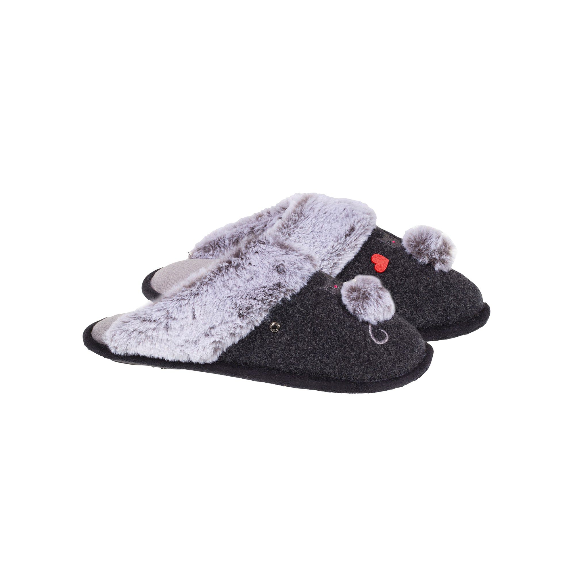 Chaussons mules plates chat fantaisie
