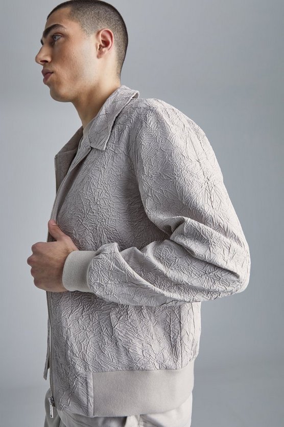 Bomberjacke in Knitteroptik mit Kragen