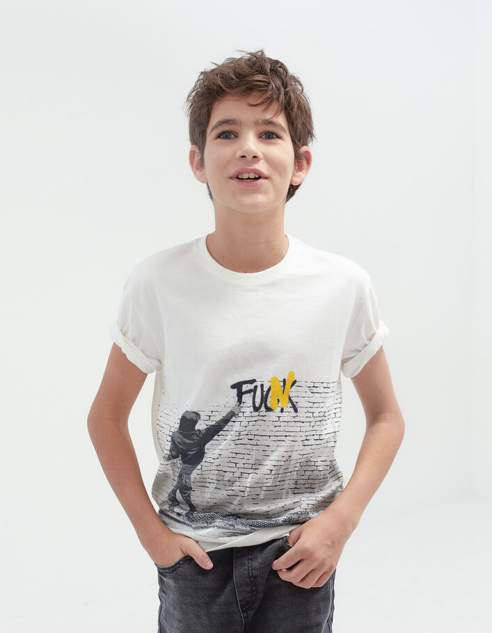 T-shirt blanc visuel graffeur garçon
