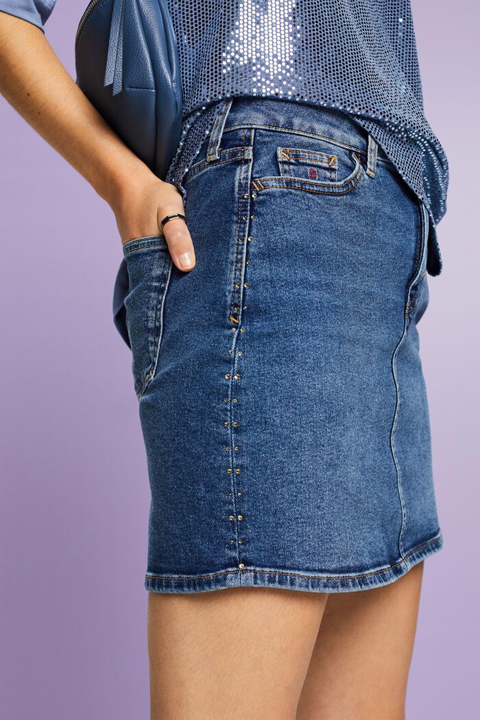 Jeans-Minirock mit Strasssteinen