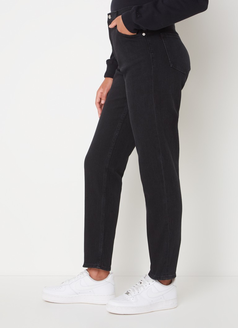 Blugi Calvin Klein cu talie înaltă, croială mom fit, cu decolorare