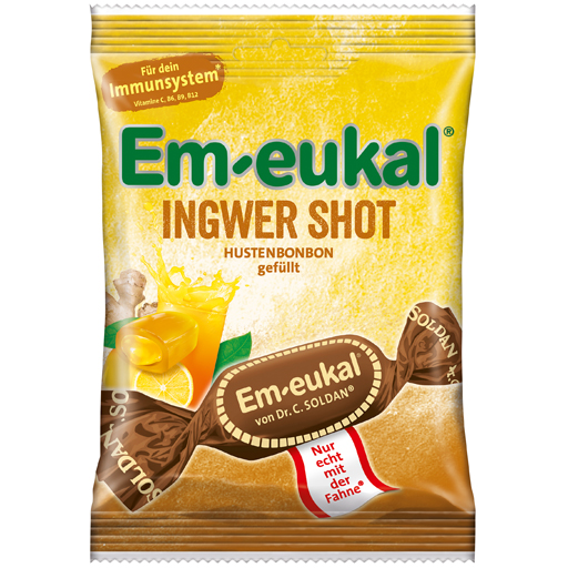 EM-EUKAL Bonbons Ingwer Shot gefüllt zuckerhaltig  75 g  Bonbons