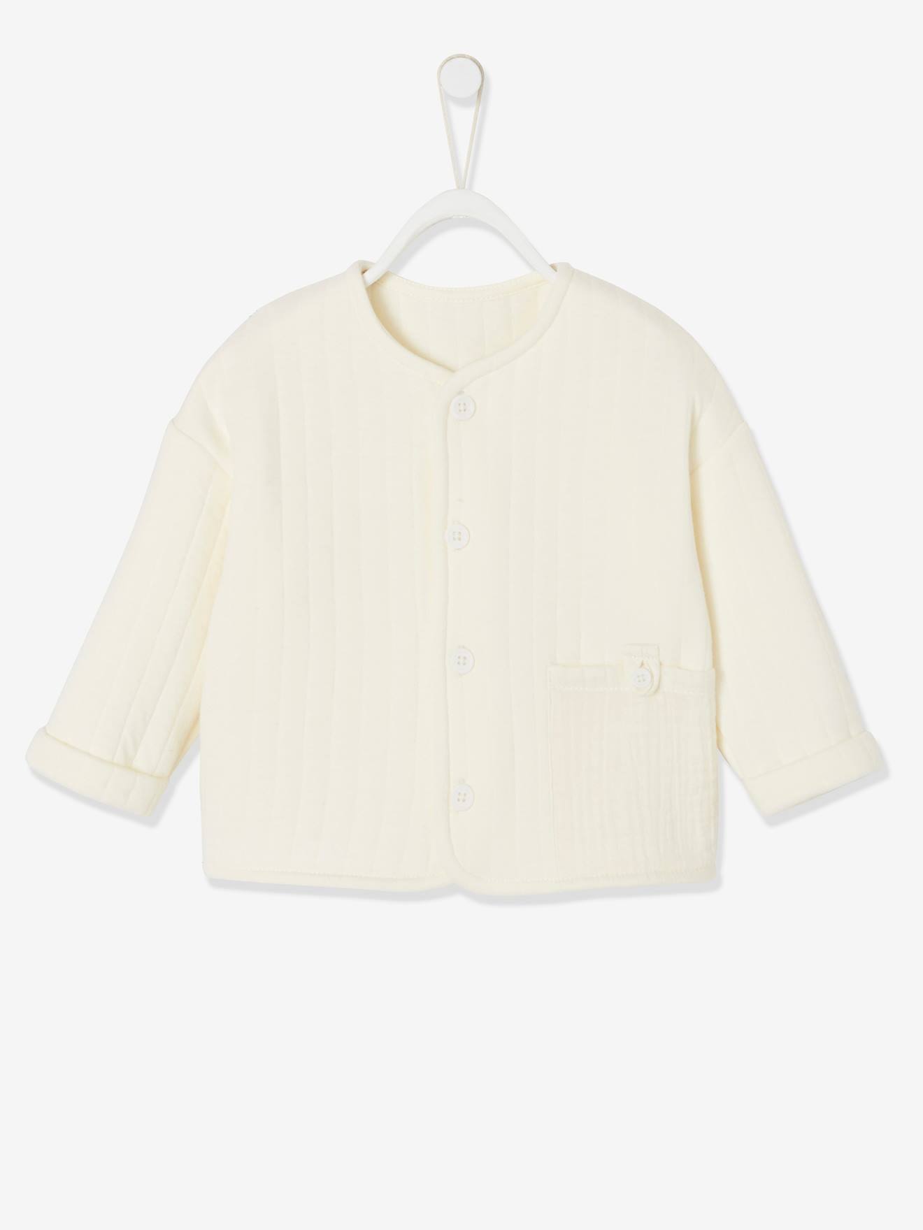 Cardigan naissance bébé poches en gaze de coton cappuccino