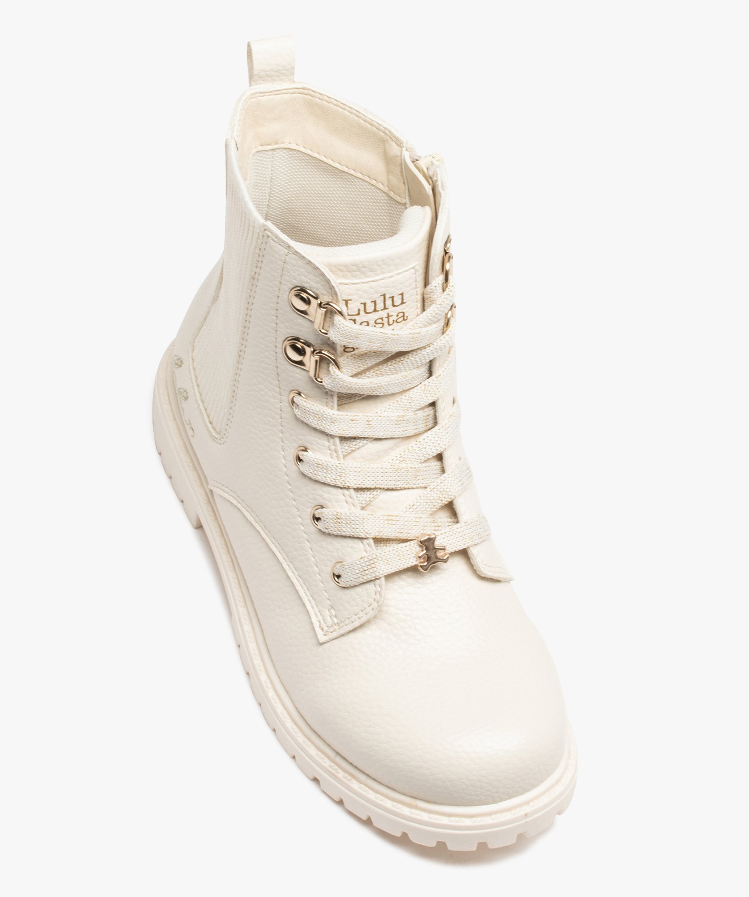 Boots à lacets et semelle crantée fille - LuluCastagnette ... blanc | GEMO