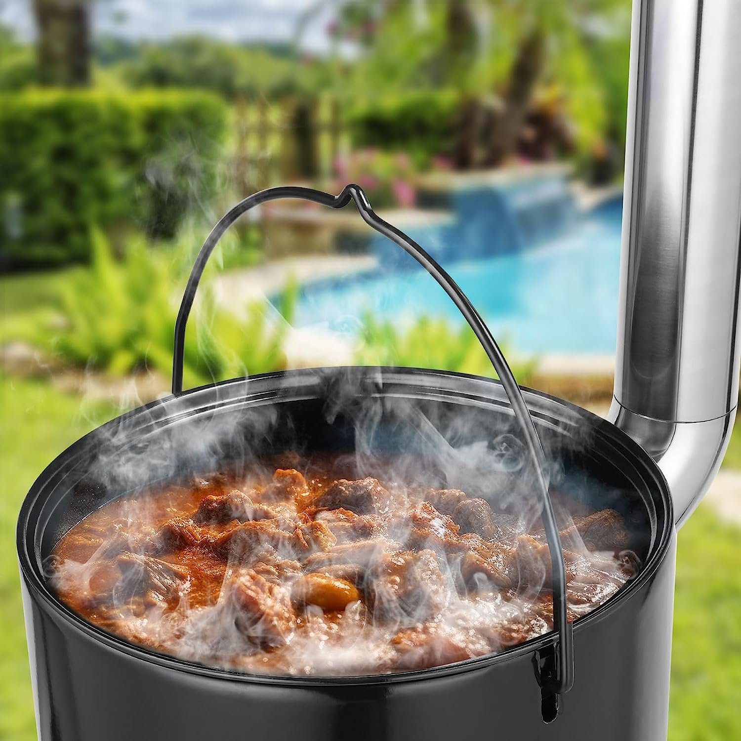 Femor Holzkohlegrill, 21L Ungarischer gulaschkessel mit deckel, Kugelgril