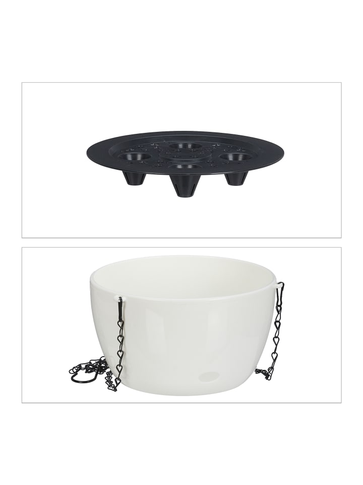 relaxdays 3-tlg. Blumenampel Set in Weiß günstig kaufen onesize