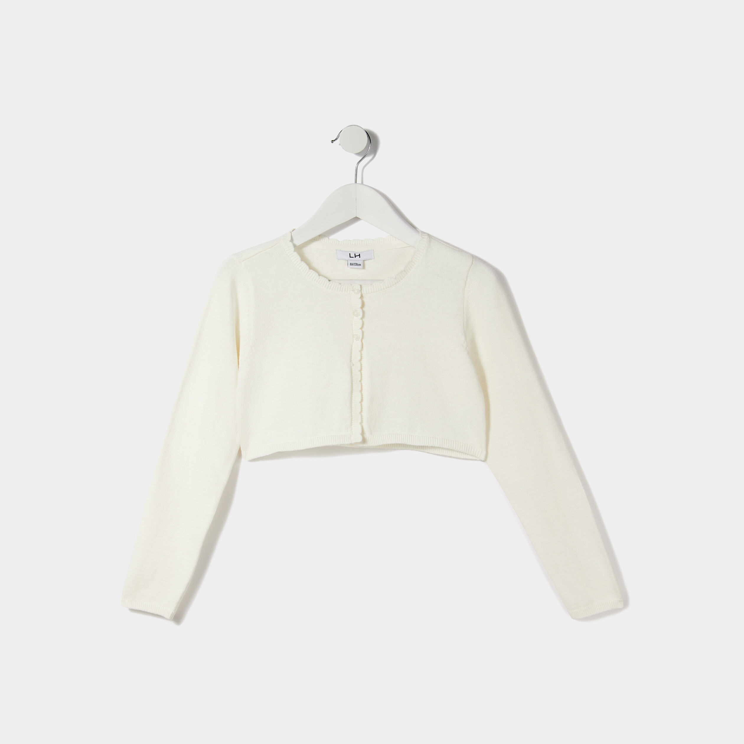 Gilet court manches longues ecru fille | La Halle