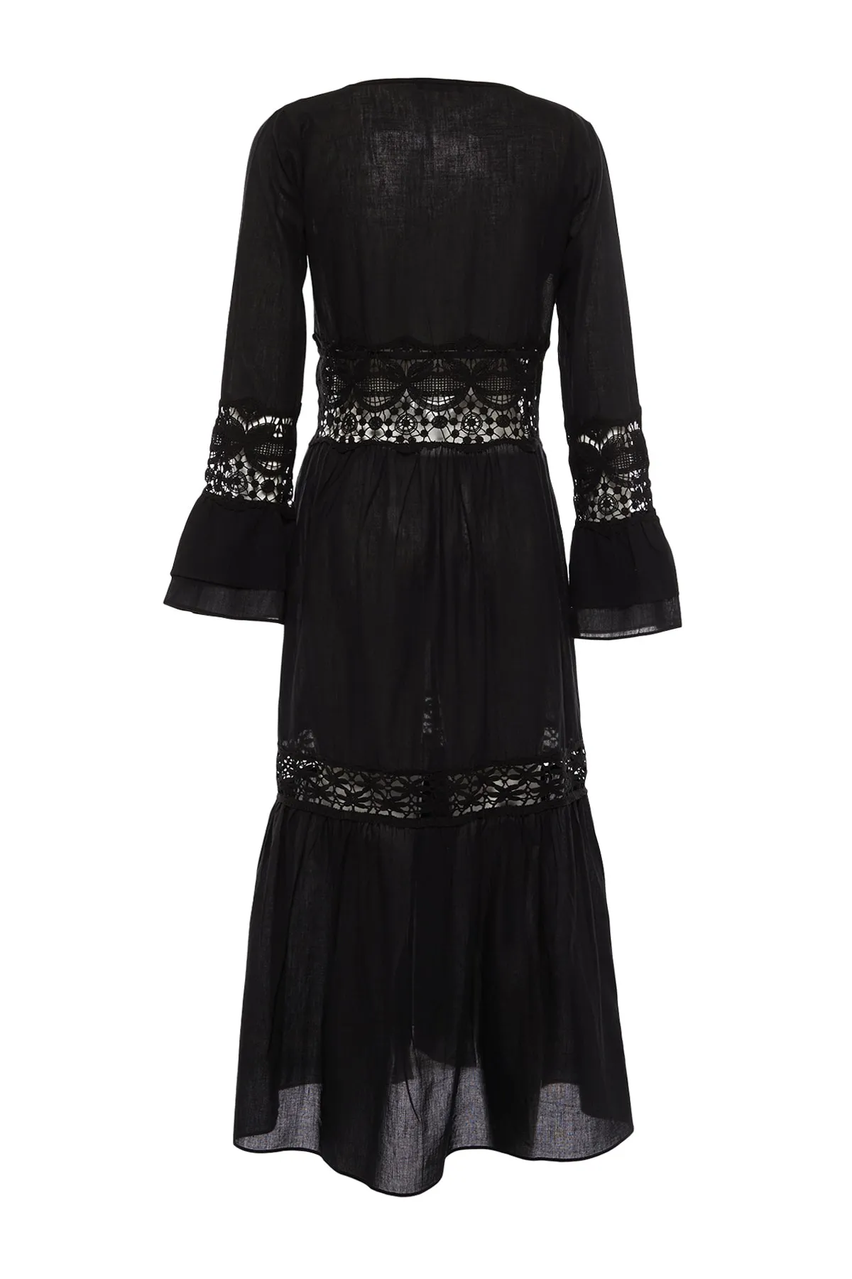 Trendyol Collection  Schwarzes Brode-Strandkleid mit Details TBESS21EL2785