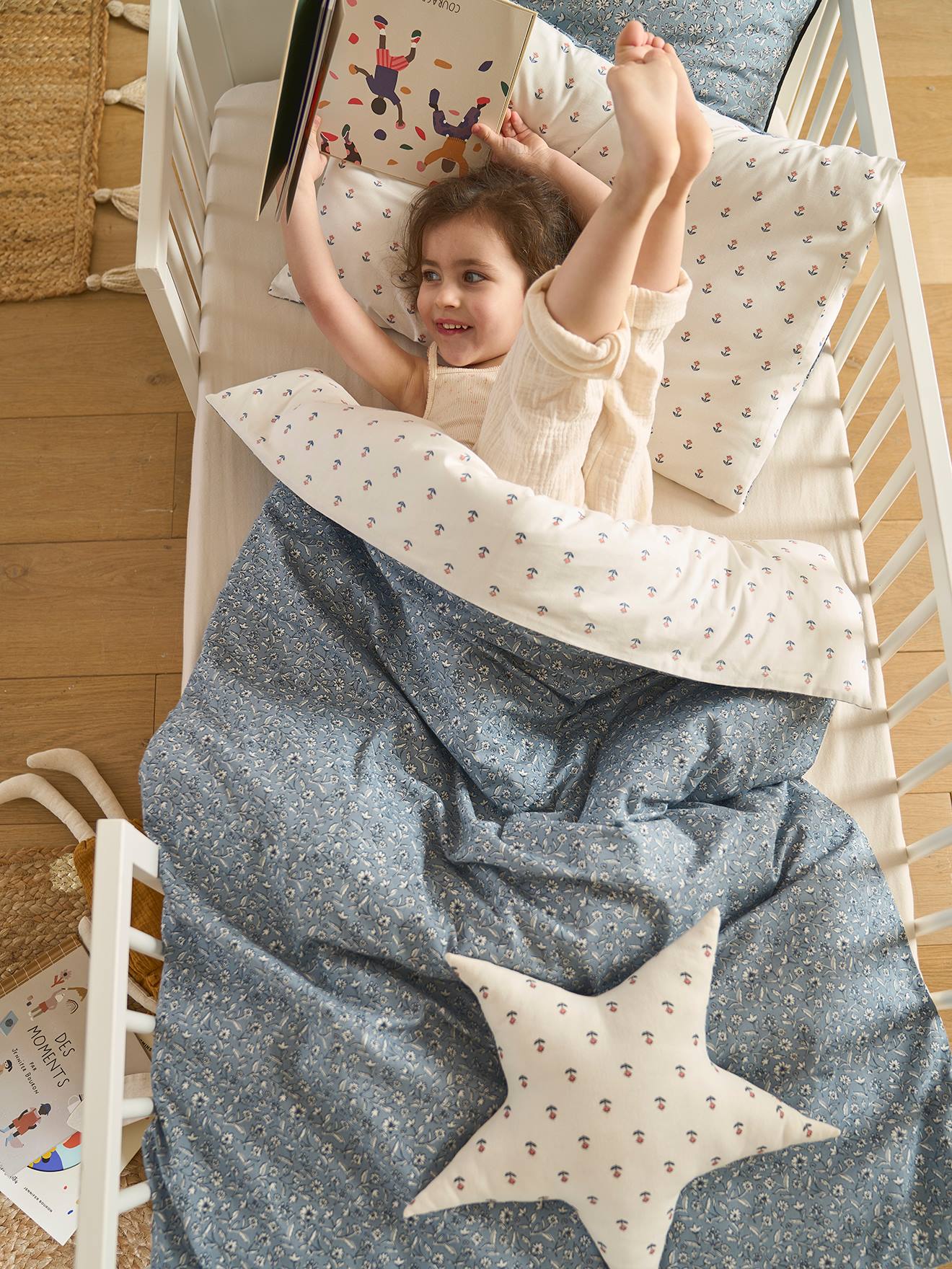 Vertbaudet Baby Bettbezug ohne Kissenbezug INDIA Oeko-Tex - blau bedruckt